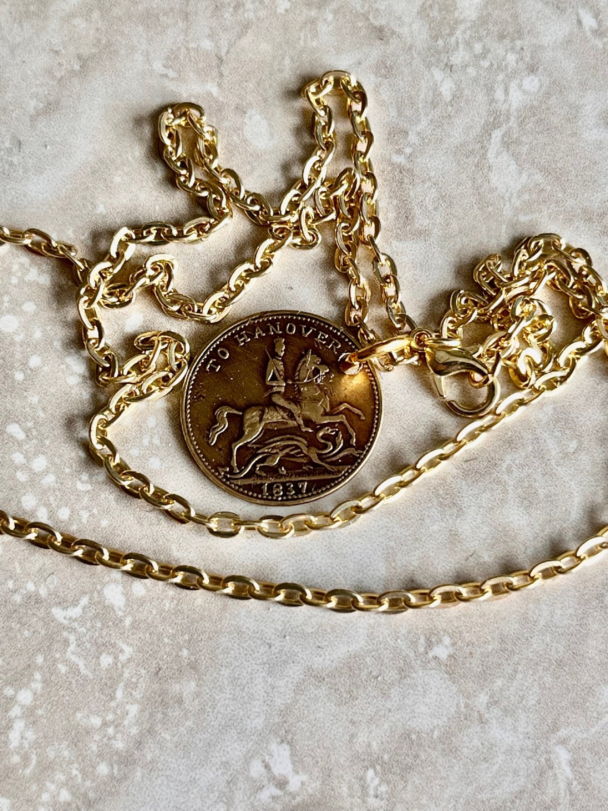 Coin Pendant Necklace For Him Her Gift 1837 Hanover Cumberland Jack Souvenir Token Necklace Coin Pendant HandMade Vintage Coin Collector