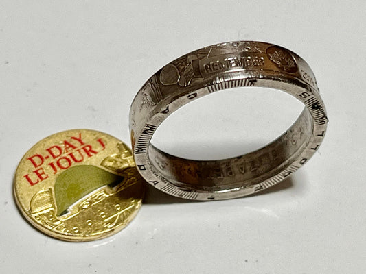 D Day Canada Coin Ring 2019 Toonie, 2 Dollars Handmade Personal Jewelry Ring Gift For Friend Coin Ring Gift For Him Her World Coin Collector
