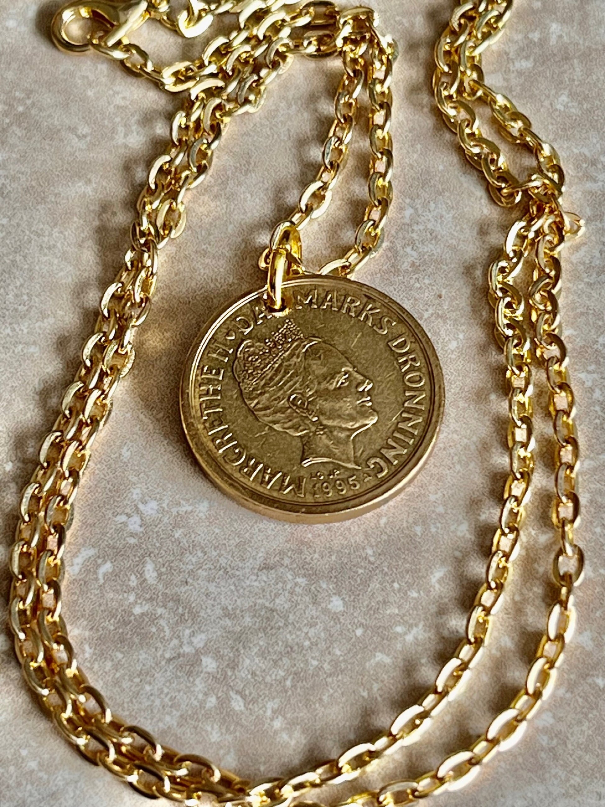 Denmark Coin Necklace Pendant 10 Kroner Danmark Denmark Personal Necklace Handmade Jewelry Gift Friend Charm Him Her World Coin Collector