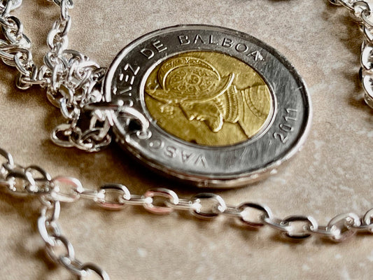 Panama Coin Necklace Panamanian Pendant UN Balboa Personal Necklace Old Handmade Jewelry Gift Friend Charm For Him Her World Coin Collector