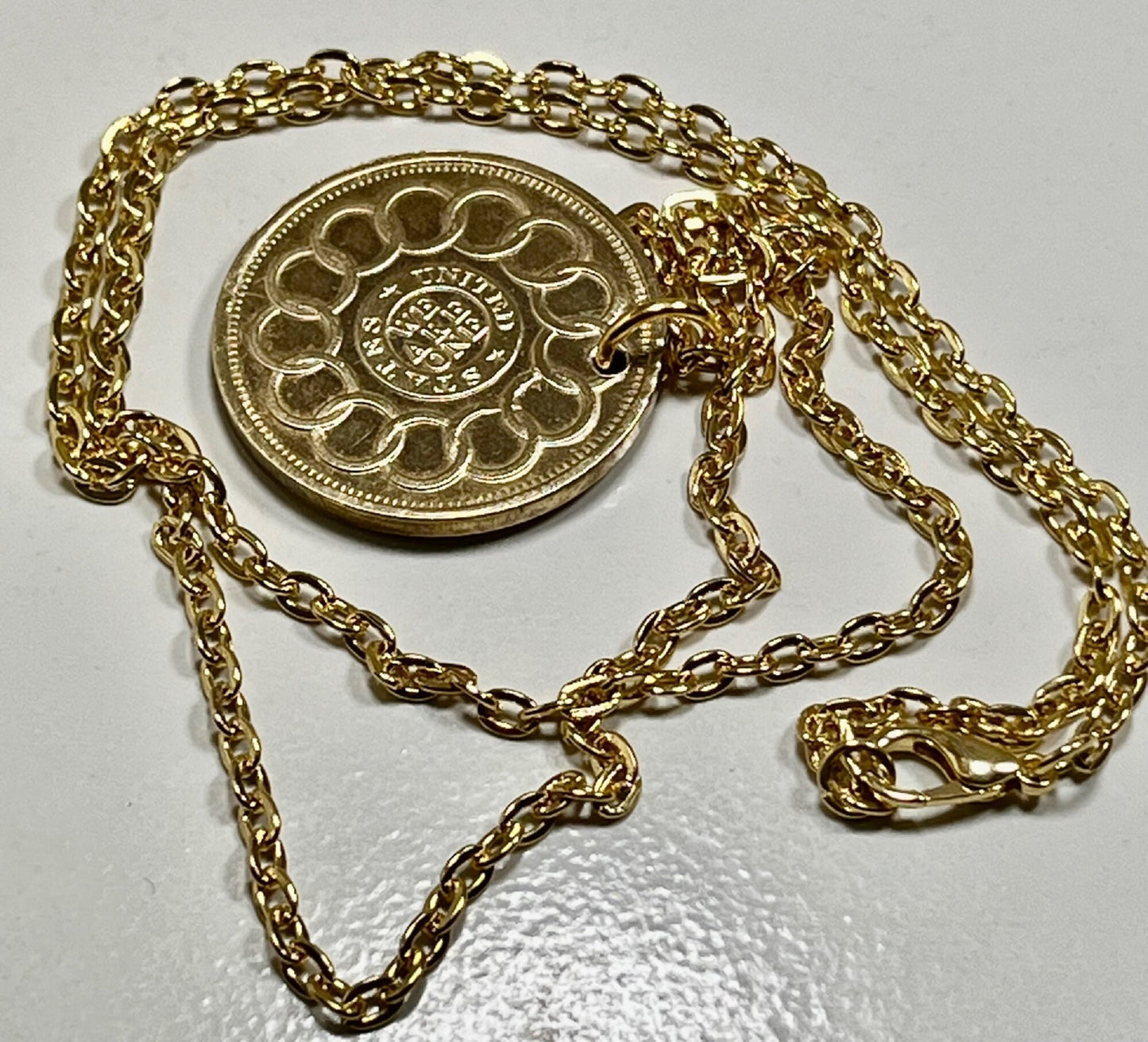 United States Token Coin Necklace Fugio Mind Your Business Coin Pendant Necklace Benjamin Franklin Cents - Coin Enthusiast - Fashion