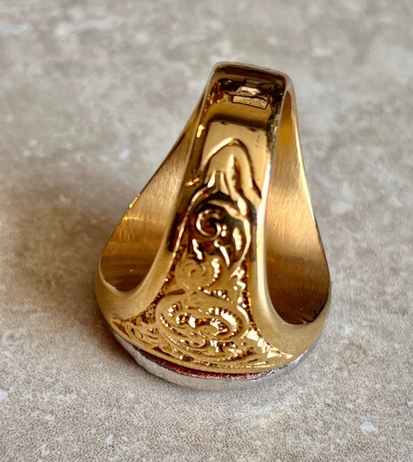 Eye of Horus Ring Golden Amulet Stainless Steel Symbolism of Egyptian Healing and Protective Powers, Health, Restoration, Custom Handmade