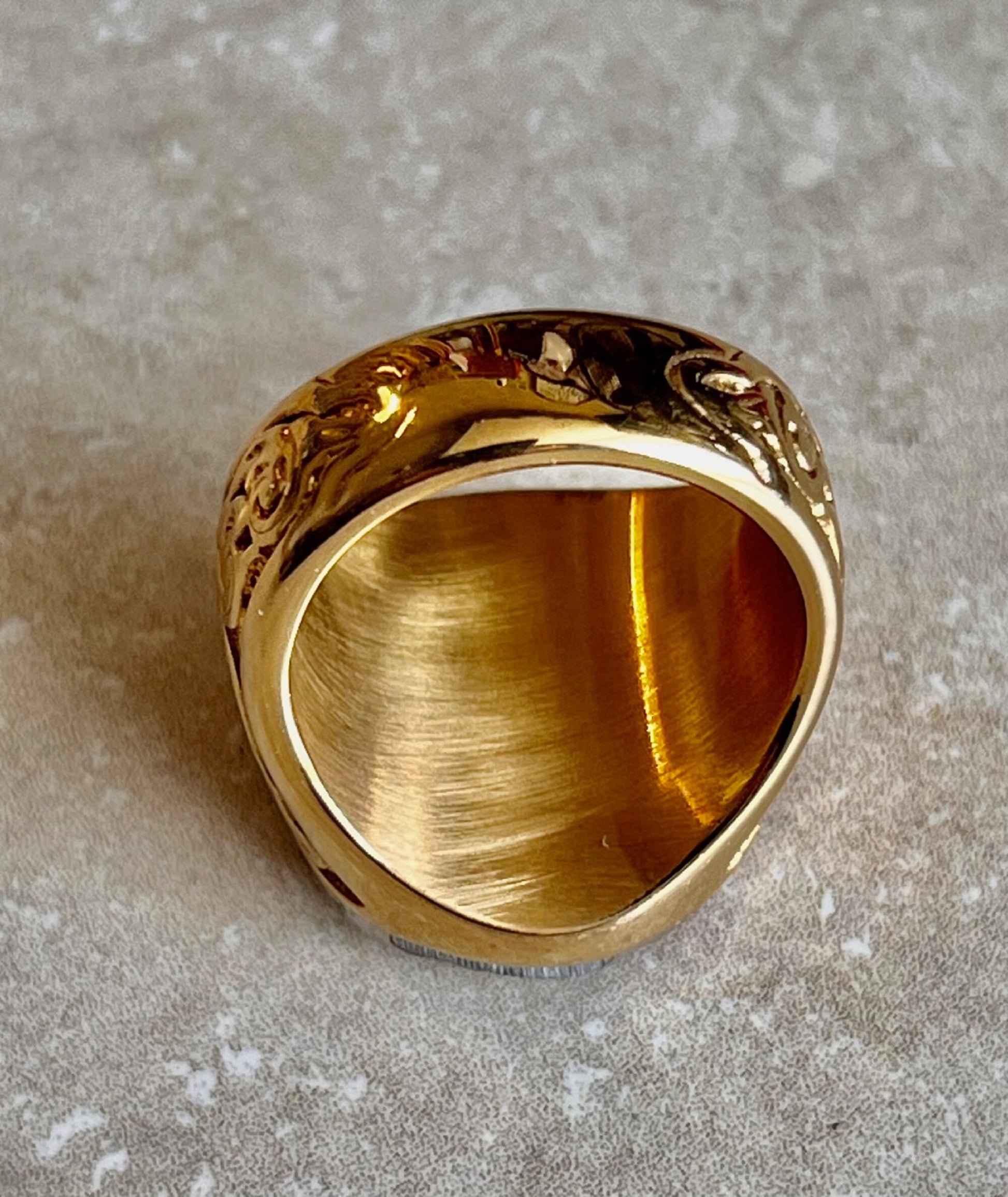 Eye of Horus Ring Golden Amulet Stainless Steel Symbolism of Egyptian Healing and Protective Powers, Health, Restoration, Custom Handmade