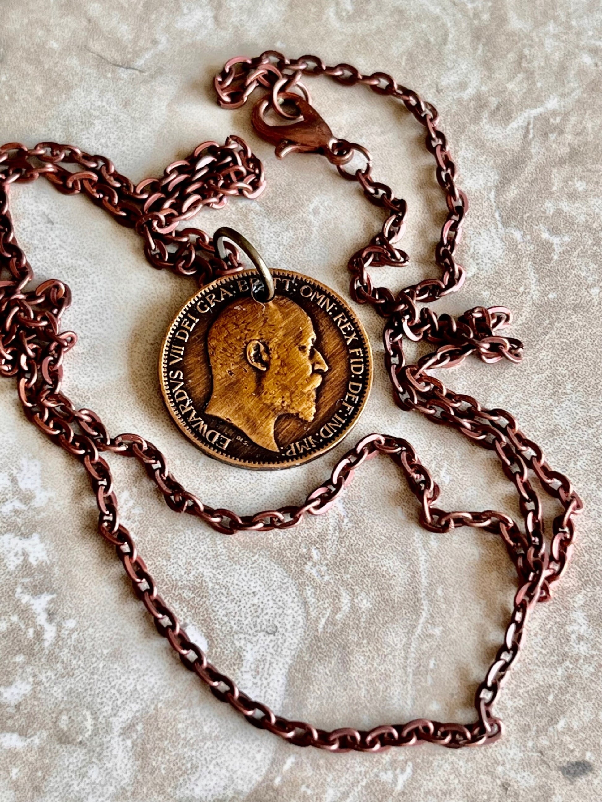 British Farthing Coin Pendant UK United Kingdom Personal Necklace Handmade Jewelry Gift Friend Charm For Him Her World Coin Collector