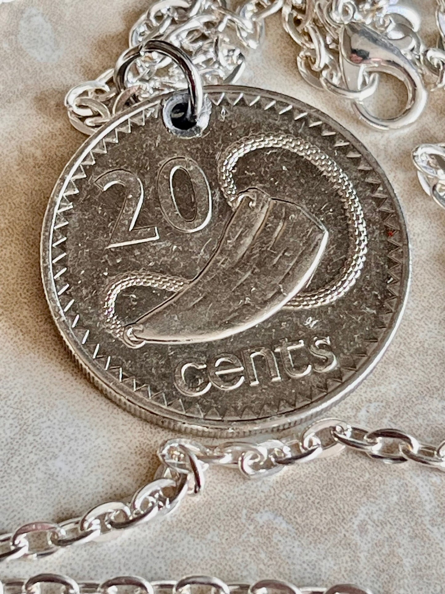 Fiji Coin Necklace 20 Cents Fijian Pendant Personal Necklace Old Vintage Handmade Jewelry Gift Friend Charm For Him Her World Coin Collector