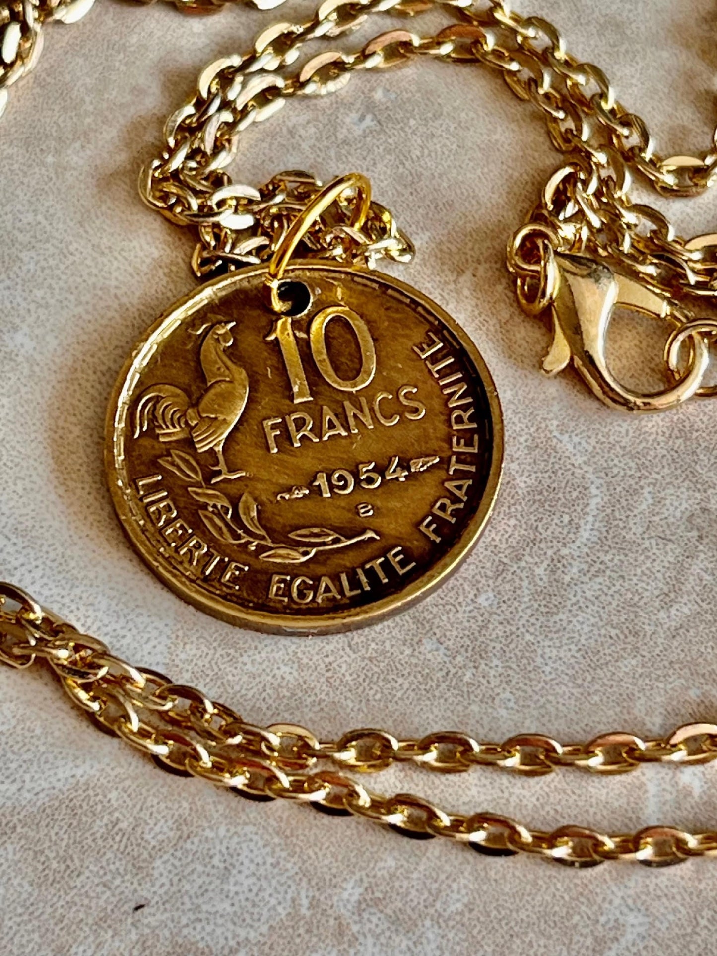 France Coin Pendant French 10 Necklace Handmade Custom Made Charm Gift For Friend Coin Charm Gift For Him, Her, Coin Collector, World Coins