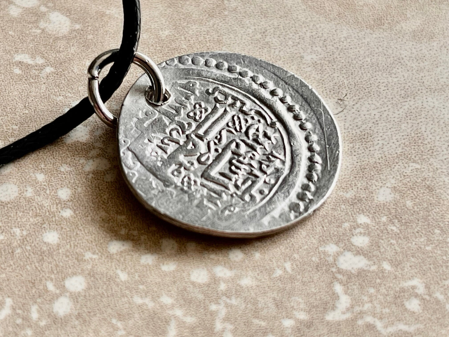 Ancient Silver Pendant Necklace Middle East, Jalayirid Sultanate Pure Silver 1356-1374 AD Silver Coin of Shaykh Uways