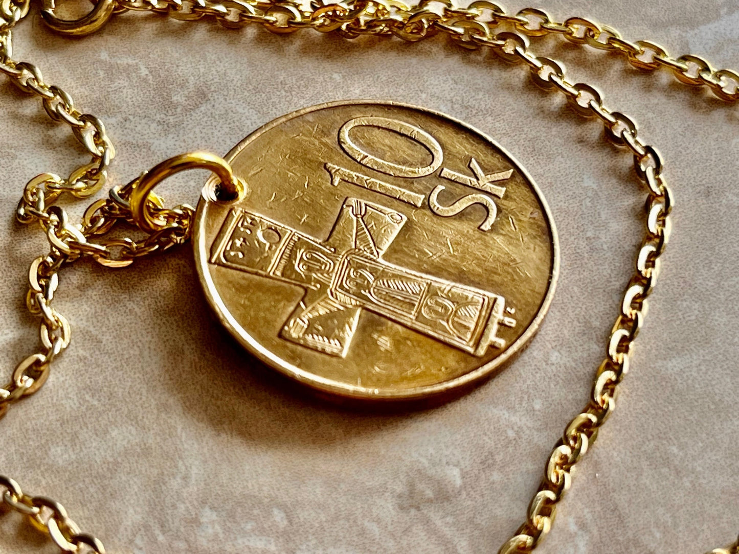 Slovakia Slovenska Republika 10 Sk, Korun Personal Necklace Old Vintage Handmade Jewelry Gift Friend Charm For Him Her World Coin Collector