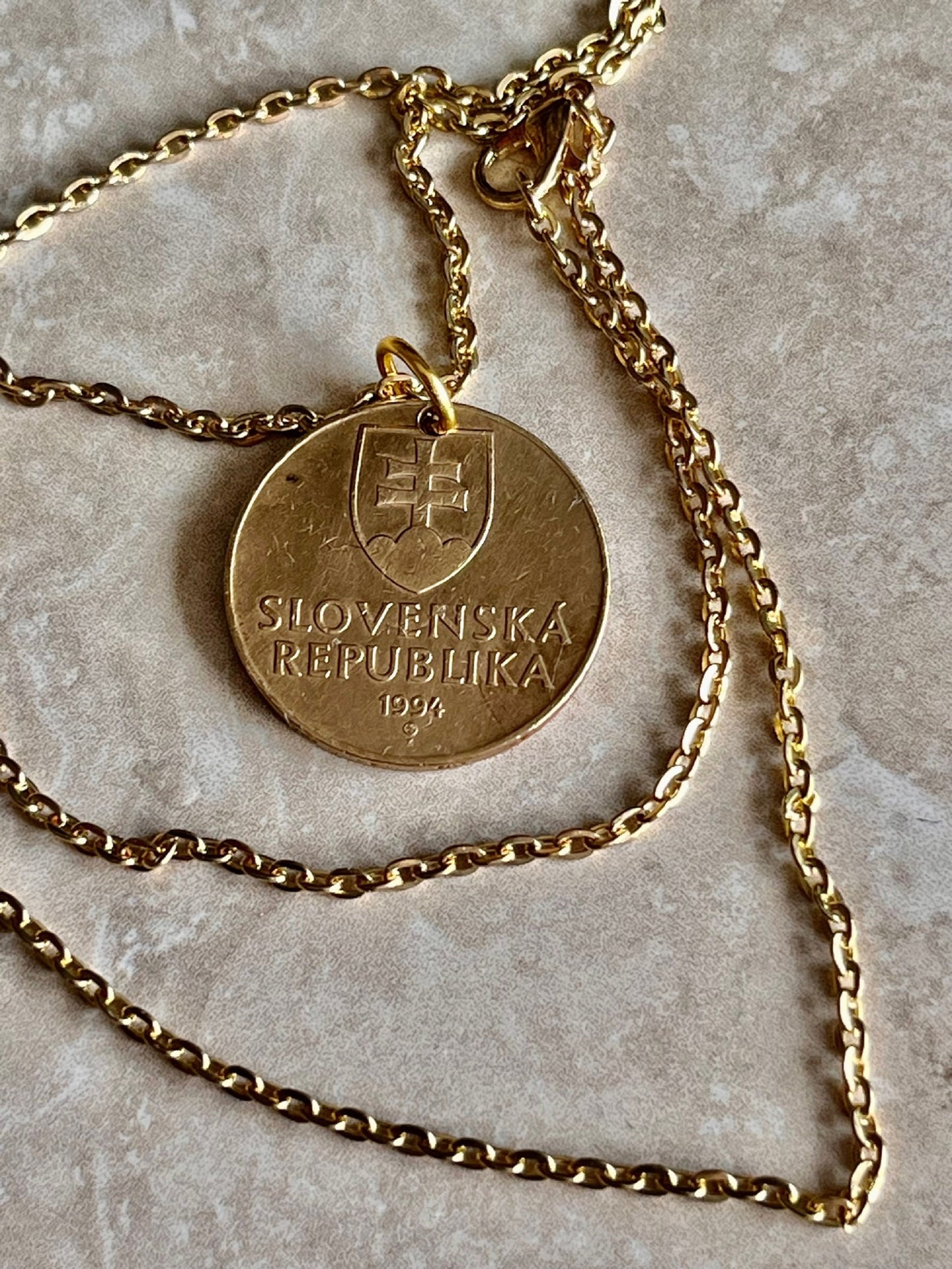 Slovakia Slovenska Republika 10 Sk, Korun Personal Necklace Old Vintage Handmade Jewelry Gift Friend Charm For Him Her World Coin Collector