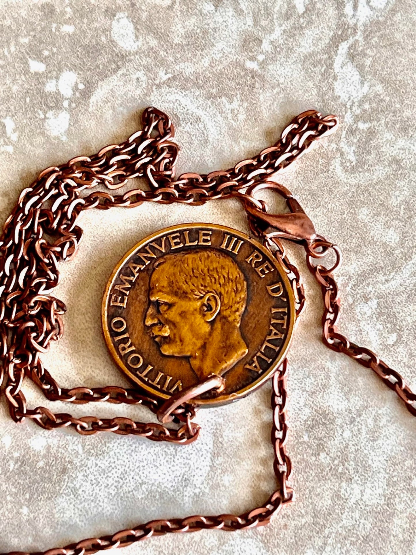 Italy Coin Pendant Italian 10 Lira Bee and Flower Necklace Vintage Handmade Jewelry Gift, Friend Charm Gift For Him, Her, World Collector