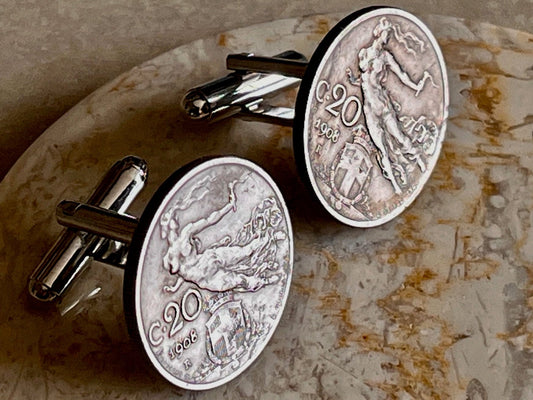 Italy Coin Cufflinks Italian 20 Lira Custom Cuff Links Personal Vintage Handmade Jewelry Gift Friend Charm For Him Her World Coin Collector