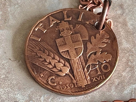 Italy Coin Pendant Italian 10 Lira Pendant Vintage Jewelry Gift For Friend Coin Charm Gift For Him, Her, World Coins Collector