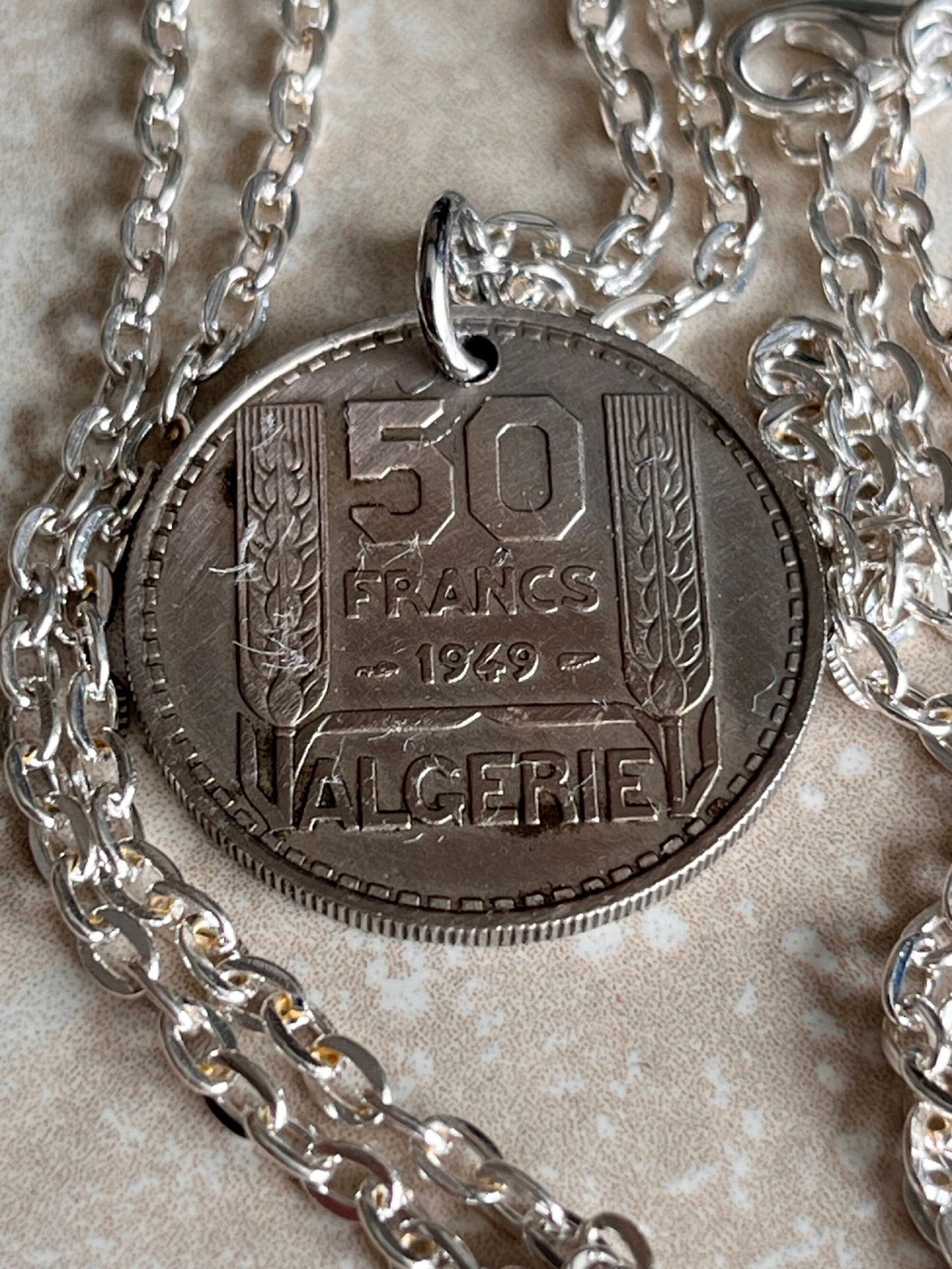 France Coin Necklace French 50 Franc Liberte Egalite Fraternite Personal Pendant Jewelry Gift Friend Charm For Him Her World Coin Collector