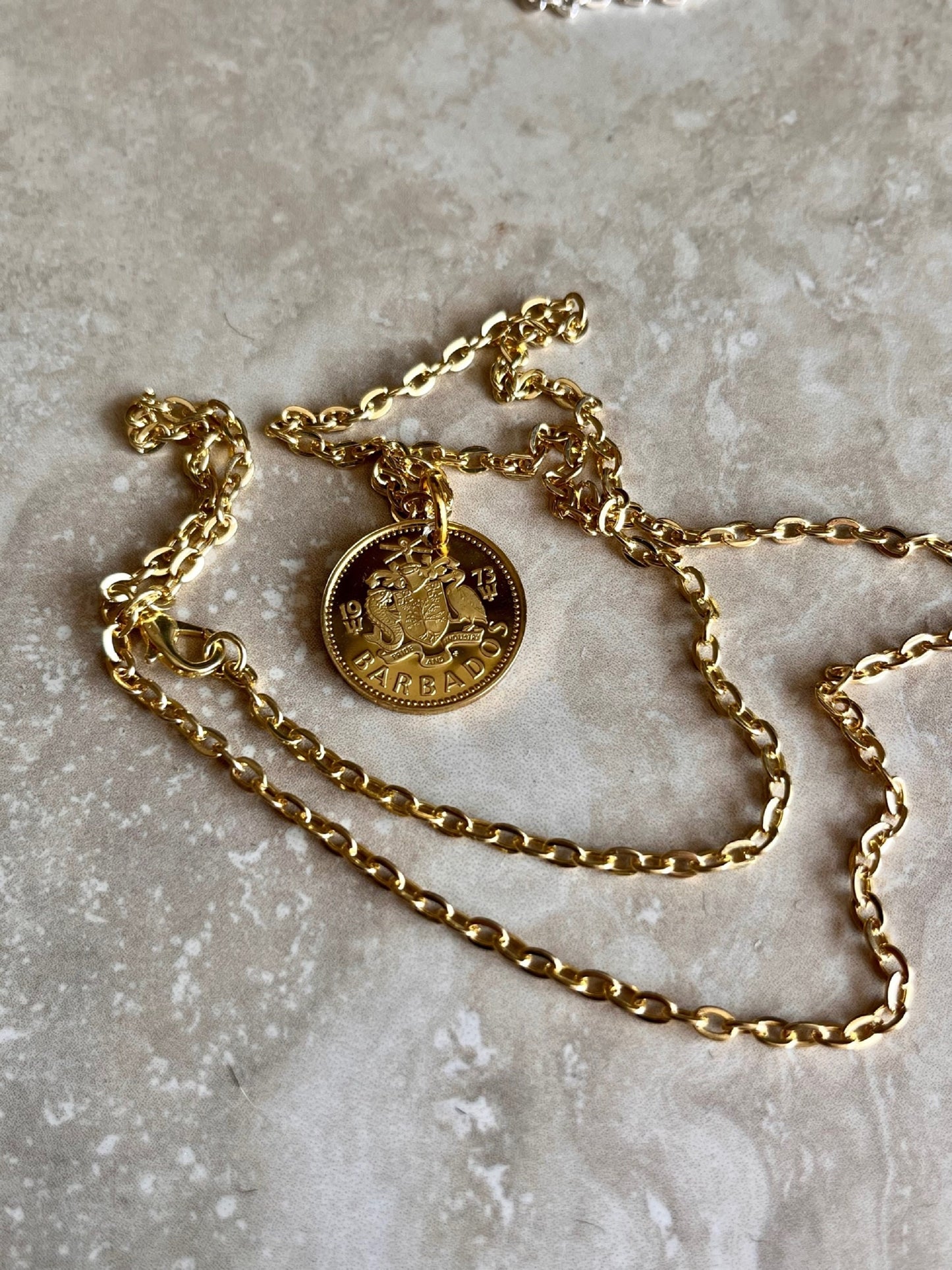 Barbados Pendant Coin Necklace From Proof Set 5 Cent Light House Custom Made Vintage and Rare coins - Coin Enthusiast - Fashion Accessory