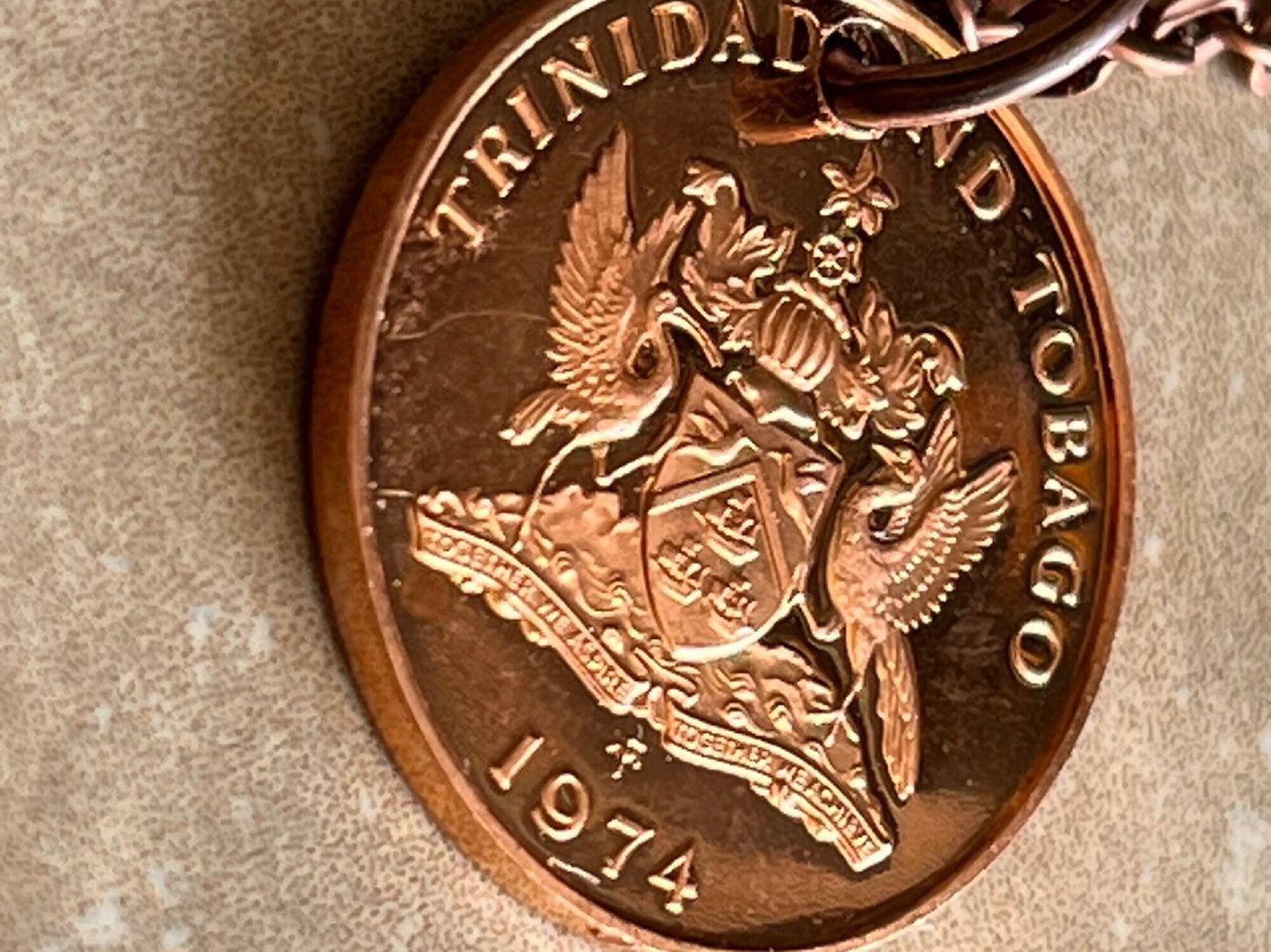 Trinidad and Tobago Coin Necklace From A Mint Set, 5 Cents Pendant Vintage Custom Made Rare Coins Coin Enthusiast Fashion Accessory Handmade