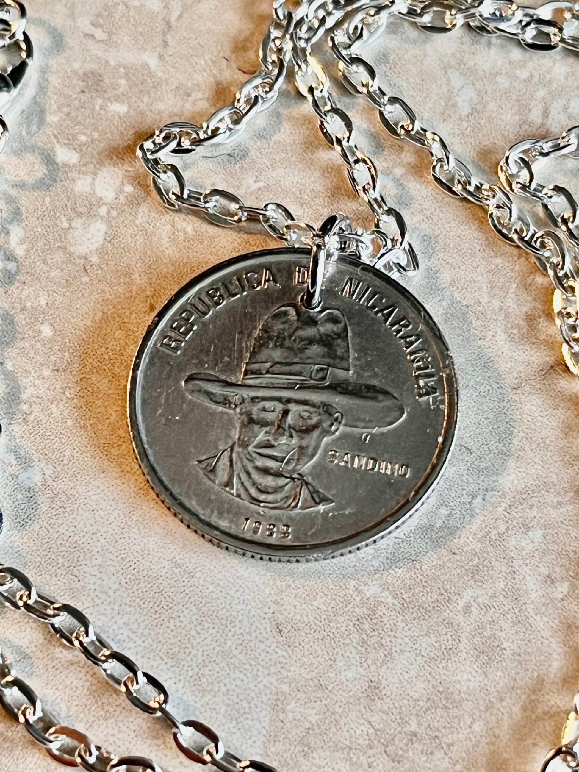 Nicaragua Coin Necklace Pendant 50 Nicaraguan Centavos Coin Vintage Custom Made Rare coins - Coin Enthusiast - Handmade - Fashion