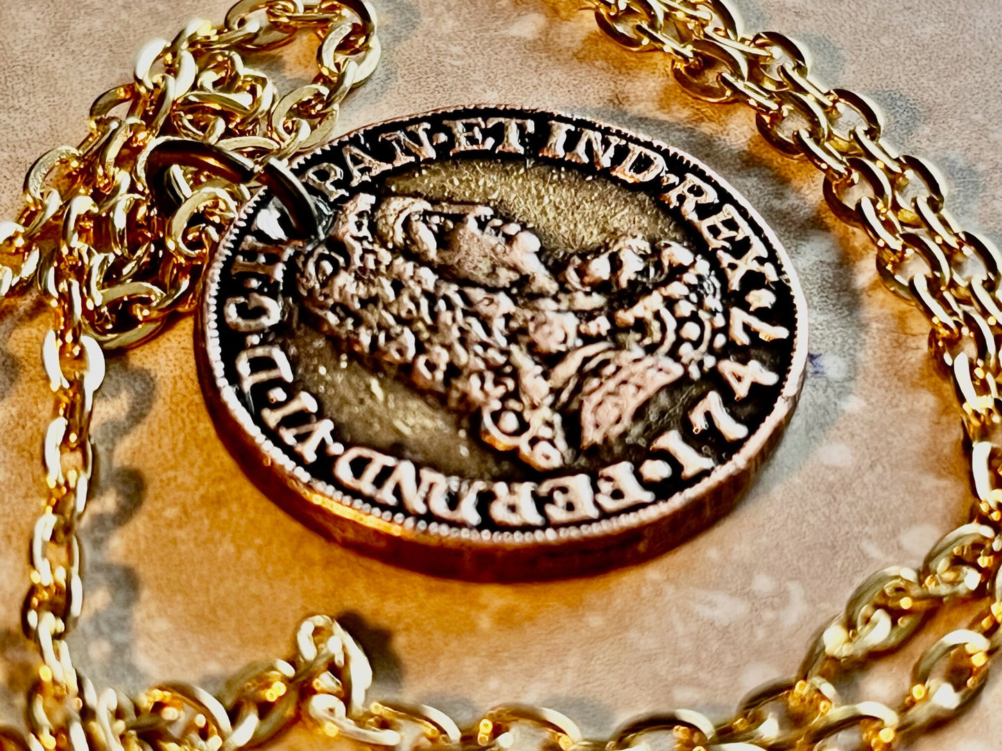 Spanish Gold Replica Doubloon Coin Necklace, Pendant, Token, Not Real Gold, Pirate Treasure, - Coin Enthusiast - Fashion