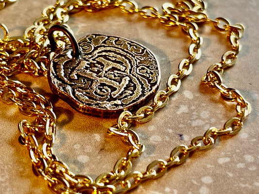 Spanish Gold Replica Doubloon Coin Necklace, Token, Pendant, Personal Jewelry Gift Friend Charm For Him Her World Coin Collector