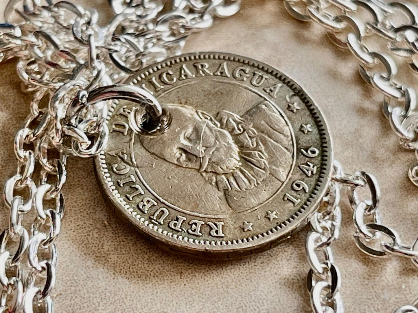 Nicaragua Coin 10 Centavos Necklace Pendant Nicaraguan Coin Vintage Custom Made Rare coins - Coin Enthusiast - Handmade - Fashion
