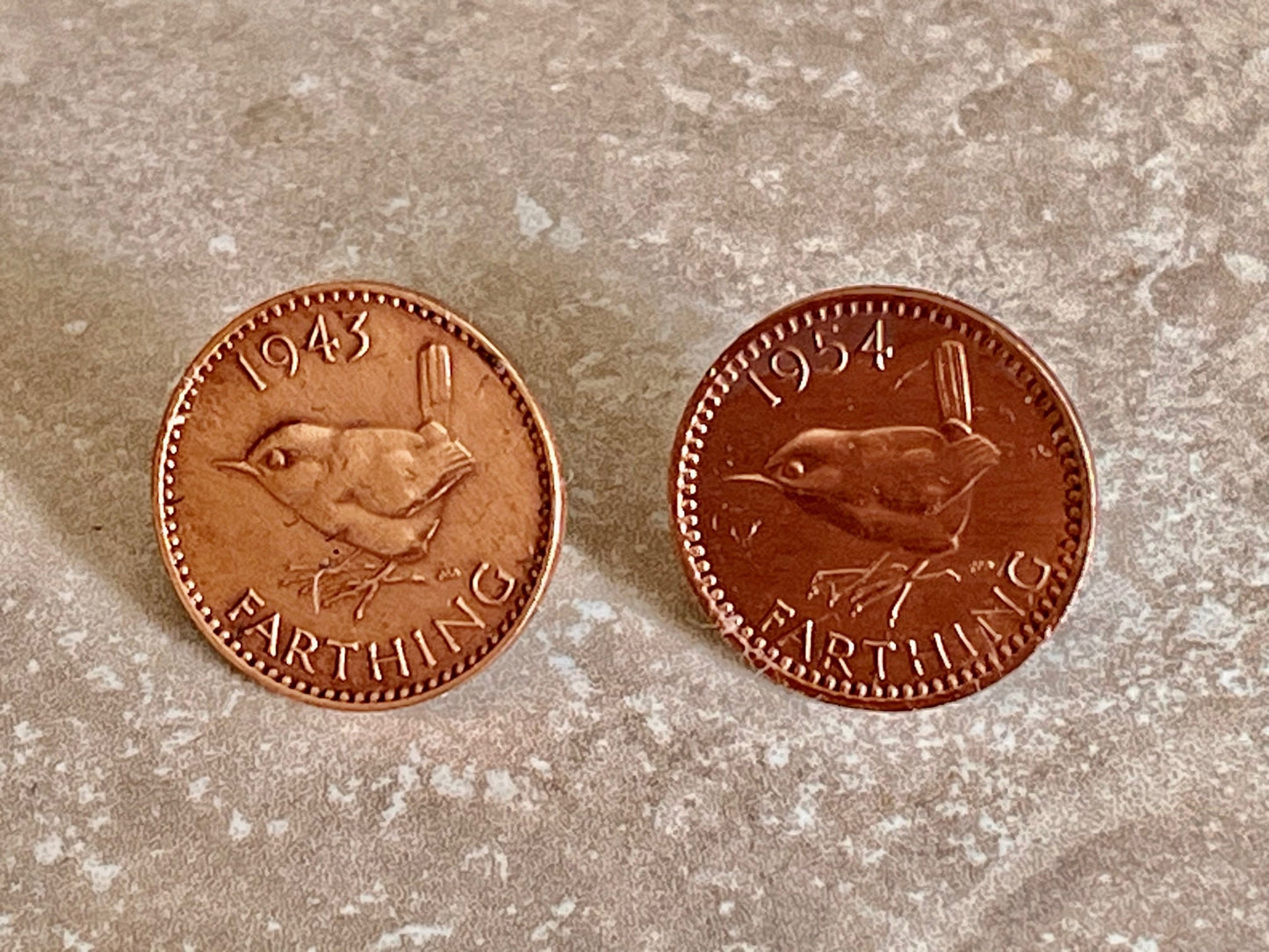British 1 Farthing Coin Stud Earrings Personal Necklace Old Vintage Handmade Jewelry Gift Friend Charm For Him Her World Coin Collector