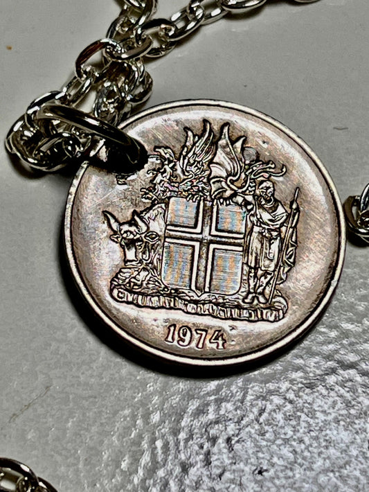Iceland Coin Necklace 5 Krona Kronur Bull Viking Personal Pendant Handmade Jewelry Gift Friend Charm For Him Her World Coin Collector
