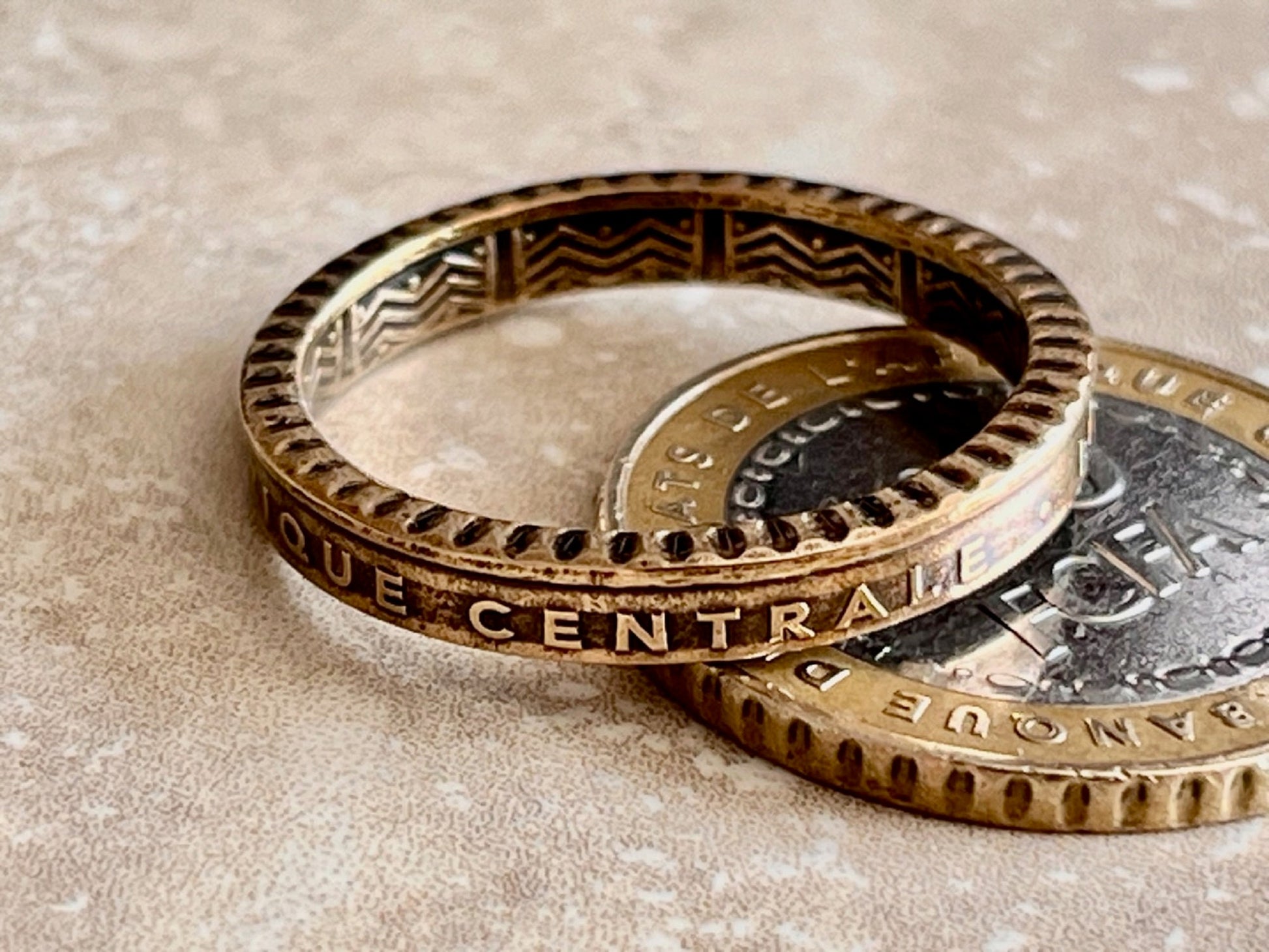 Central African Ring Vintage 100 Francs States Handmade Personal Jewelry Ring Gift For Friend Ring Gift For Him Her World Coin Collector