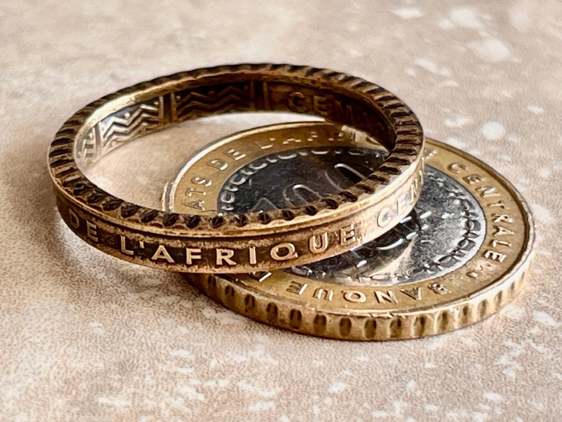 Central African Ring Vintage 100 Francs States Handmade Personal Jewelry Ring Gift For Friend Ring Gift For Him Her World Coin Collector