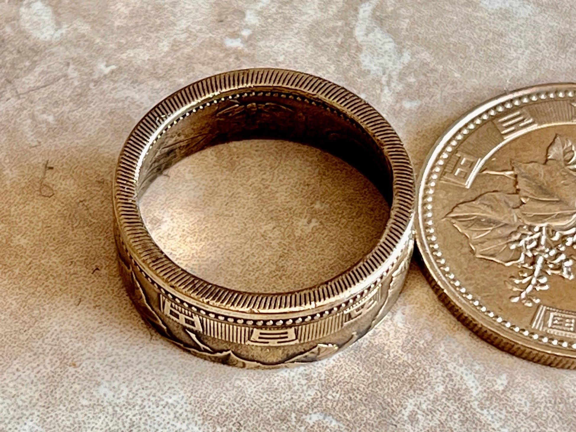 Hong Kong Coin Ring 500 Yen China Ring Handmade Custom Personal Ring For Gift For Friend Coin Ring Gift For Him Coin Collector World Coin