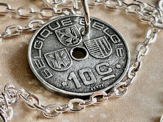 Belgium Coin Necklace Belgian 10 Cents Pendant Handmade Custom Coin For Gift For Friend Coin Gift For Him, Coin Collector, World Coins
