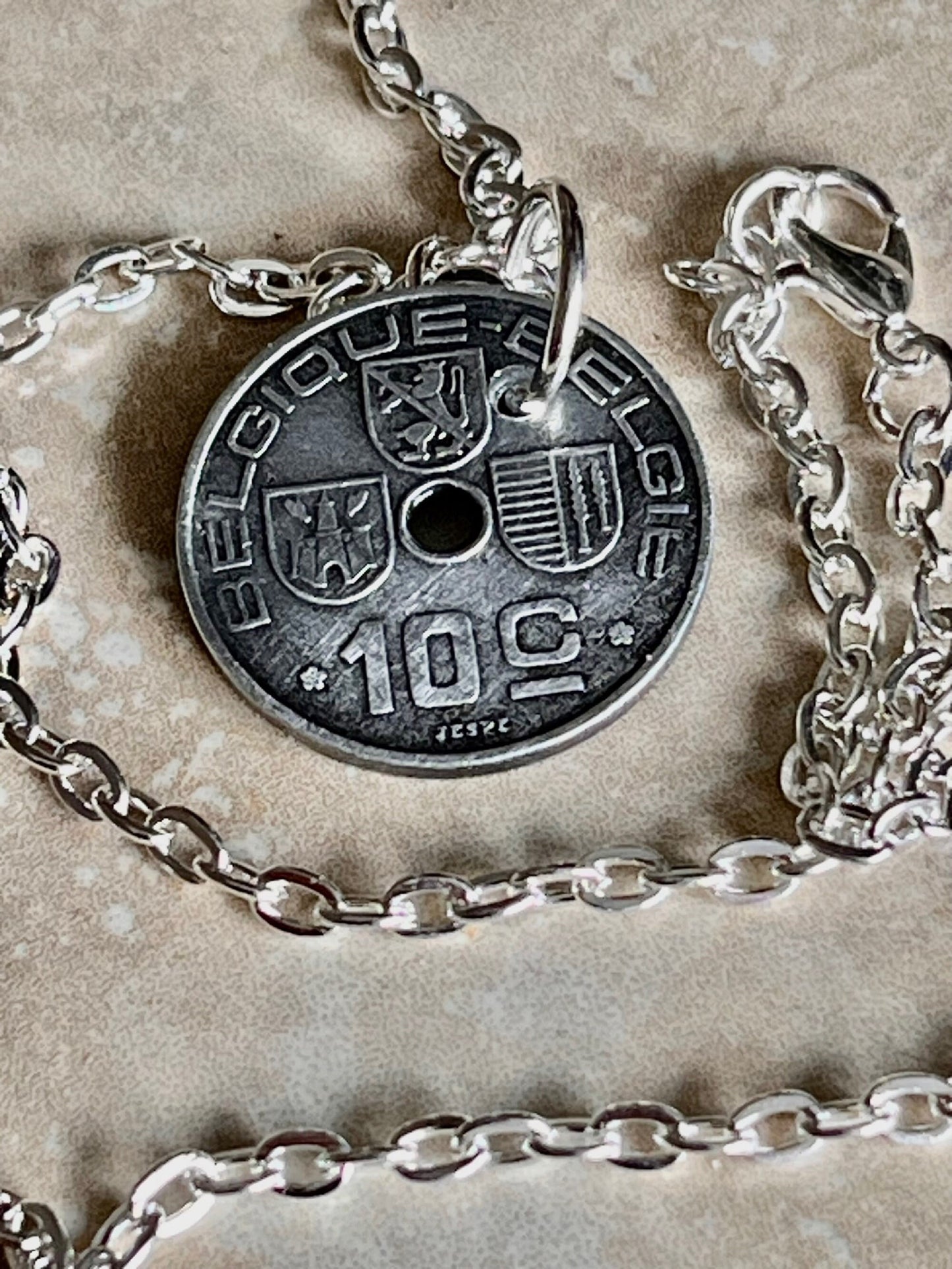 Belgium Coin Necklace Belgian 10 Cents Pendant Handmade Custom Coin For Gift For Friend Coin Gift For Him, Coin Collector, World Coins