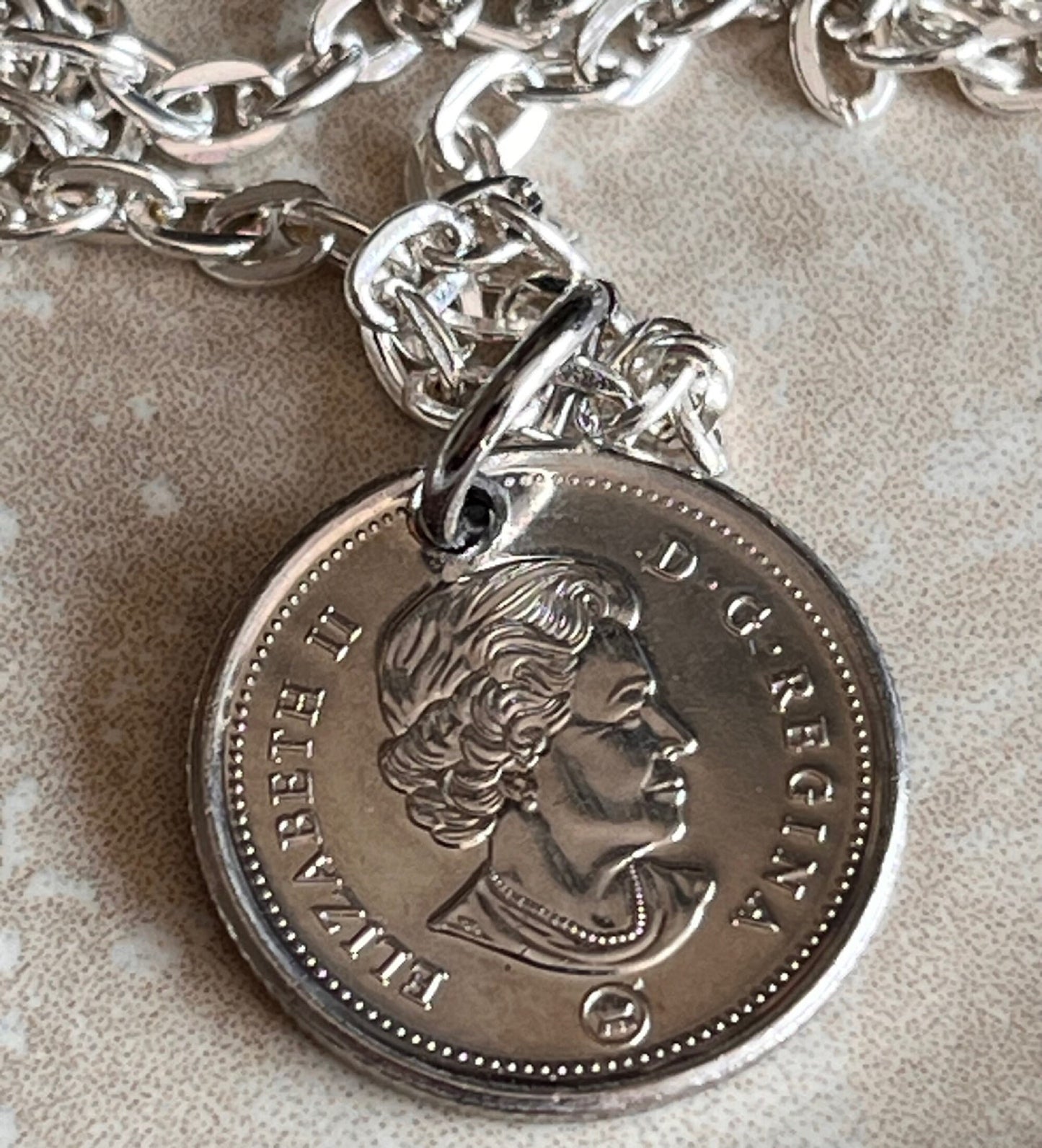 Canadian Dime Coin Pendant Necklace 1921-2021 Blue 10 Cents Necklace Jewelry Charm Gift Friend Charm Gift For Him, Her World Coins Collector