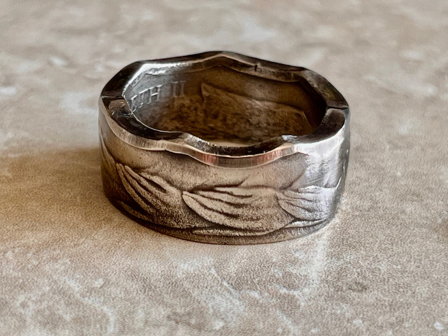 British Coin Ring 1973 Britain Fifty 50 Pence Handmade Personal Jewelry Ring Gift For Friend Coin Gift For Him Her World Coin Collector