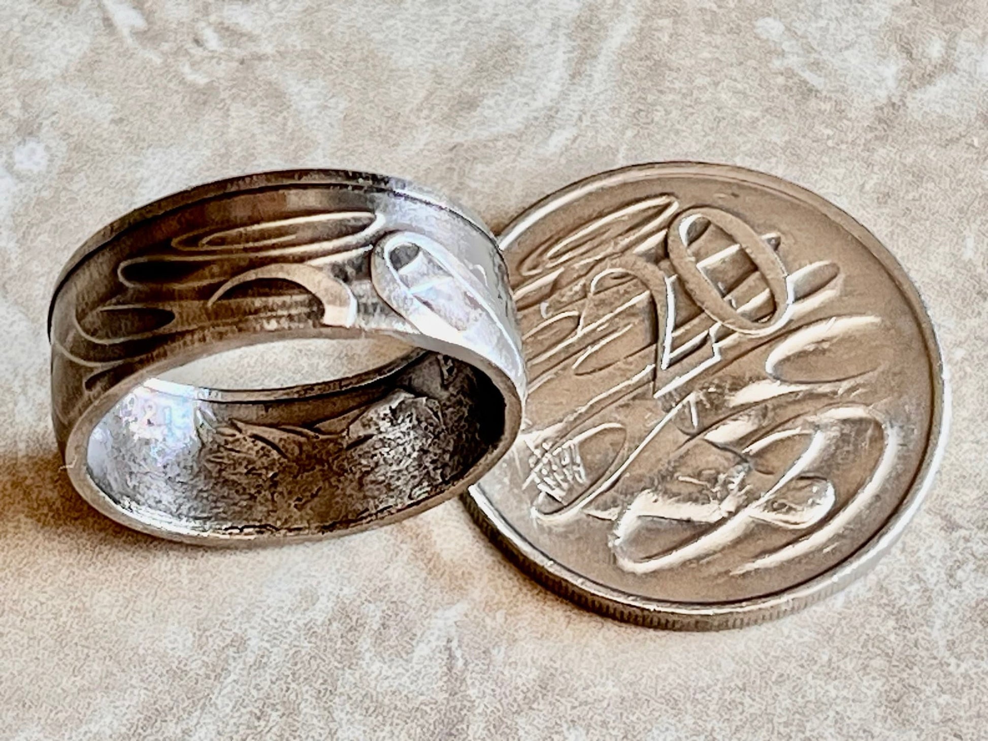 Australia Platypus 20 Cents Australian Coin Ring Handmade Custom Ring For Gift For Friend Coin Ring Gift For Him, Coin Collector World Coins