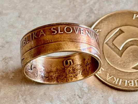 Slovenia Coin Ring 5 Tolarjev Coin Ring Handmade Custom Ring For Gift For Friend Coin Ring Gift For Him Her Coin Collector, World Coins