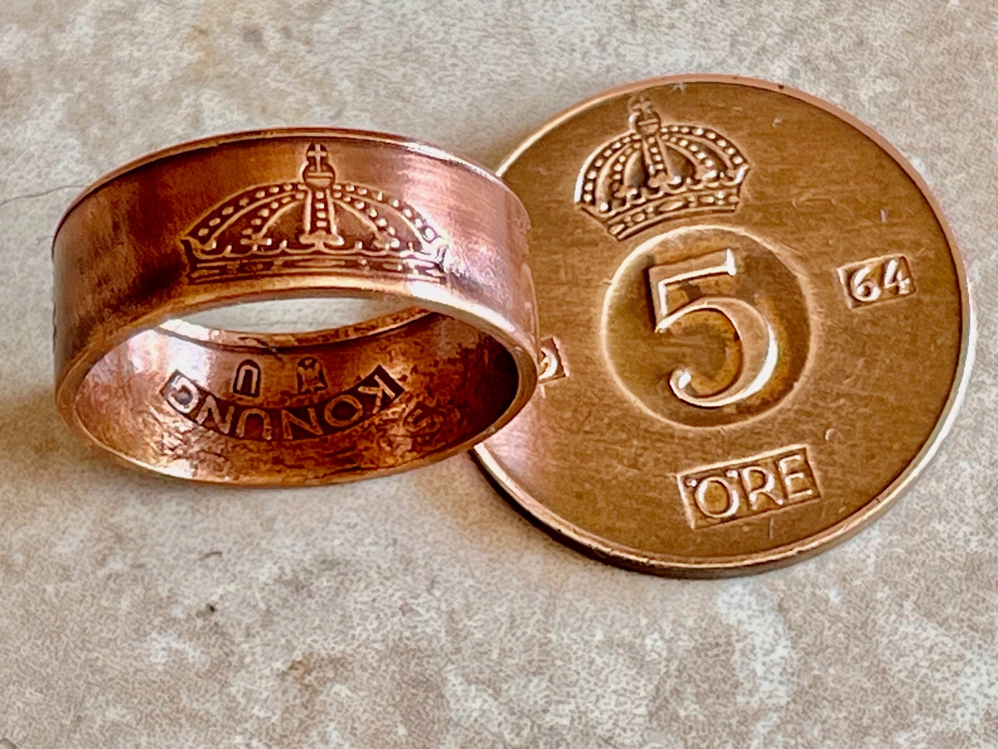 Sweden Coin Ring 5 Ore Swedish Crown Konung Ring Handmade Custom Ring For Gift For Friend Coin Ring Gift For Him, Coin Collector World Coins