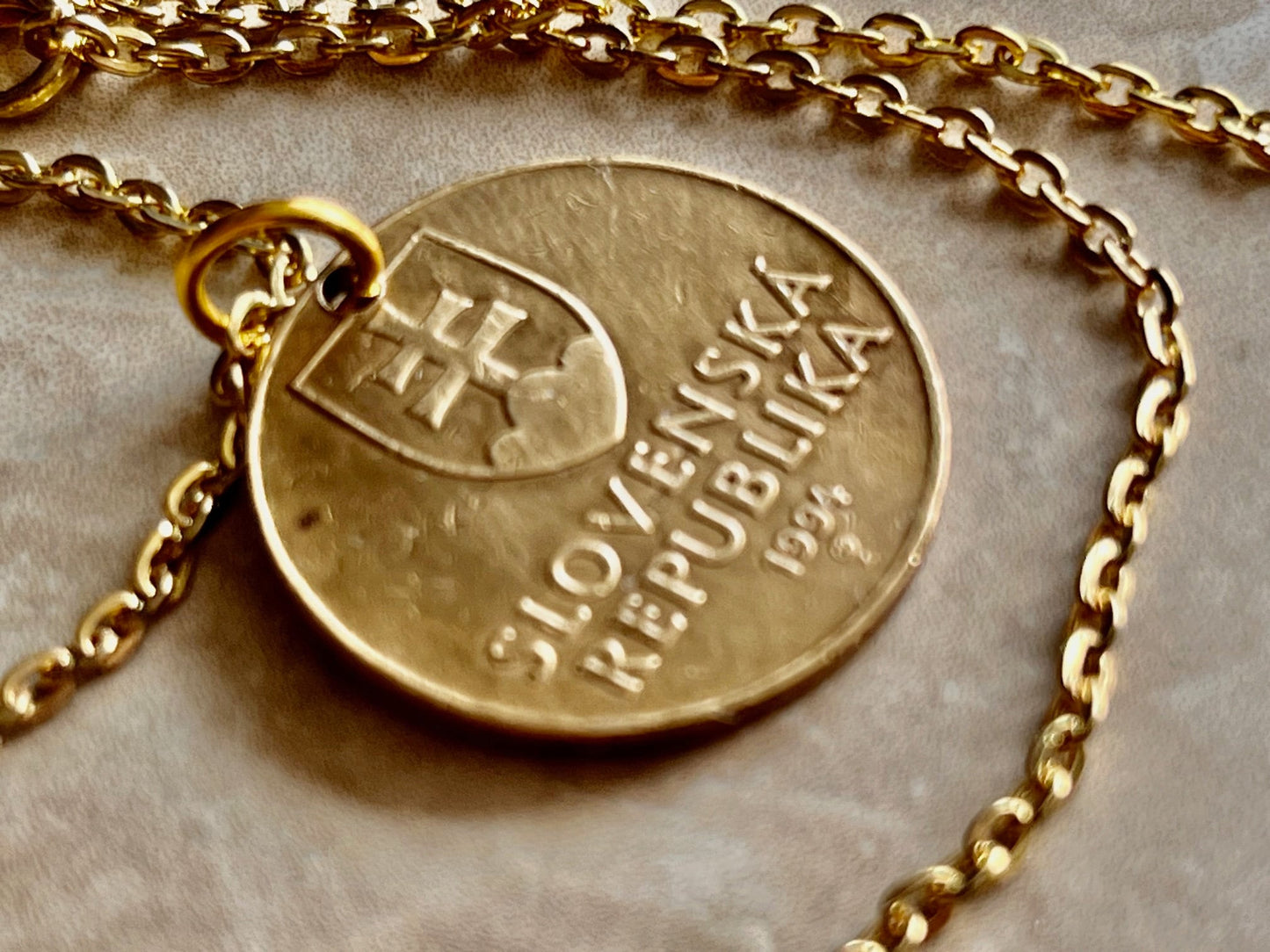 Slovakia Slovenska Republika 10 Sk, Korun Personal Necklace Old Vintage Handmade Jewelry Gift Friend Charm For Him Her World Coin Collector