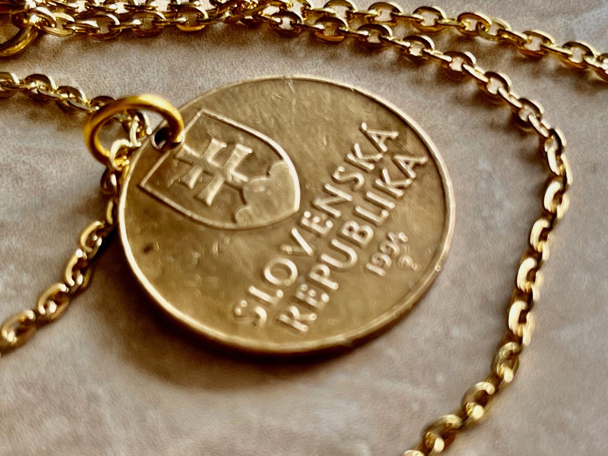Slovakia Slovenska Republika 10 Sk, Korun Personal Necklace Old Vintage Handmade Jewelry Gift Friend Charm For Him Her World Coin Collector