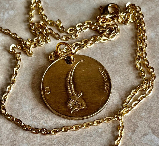 Slovenia Coin Pendant Slovenian 5 Tolar Personal Necklace Vintage Old Handmade Jewelry Gift Friend Charm For Him Her World Coin Collector