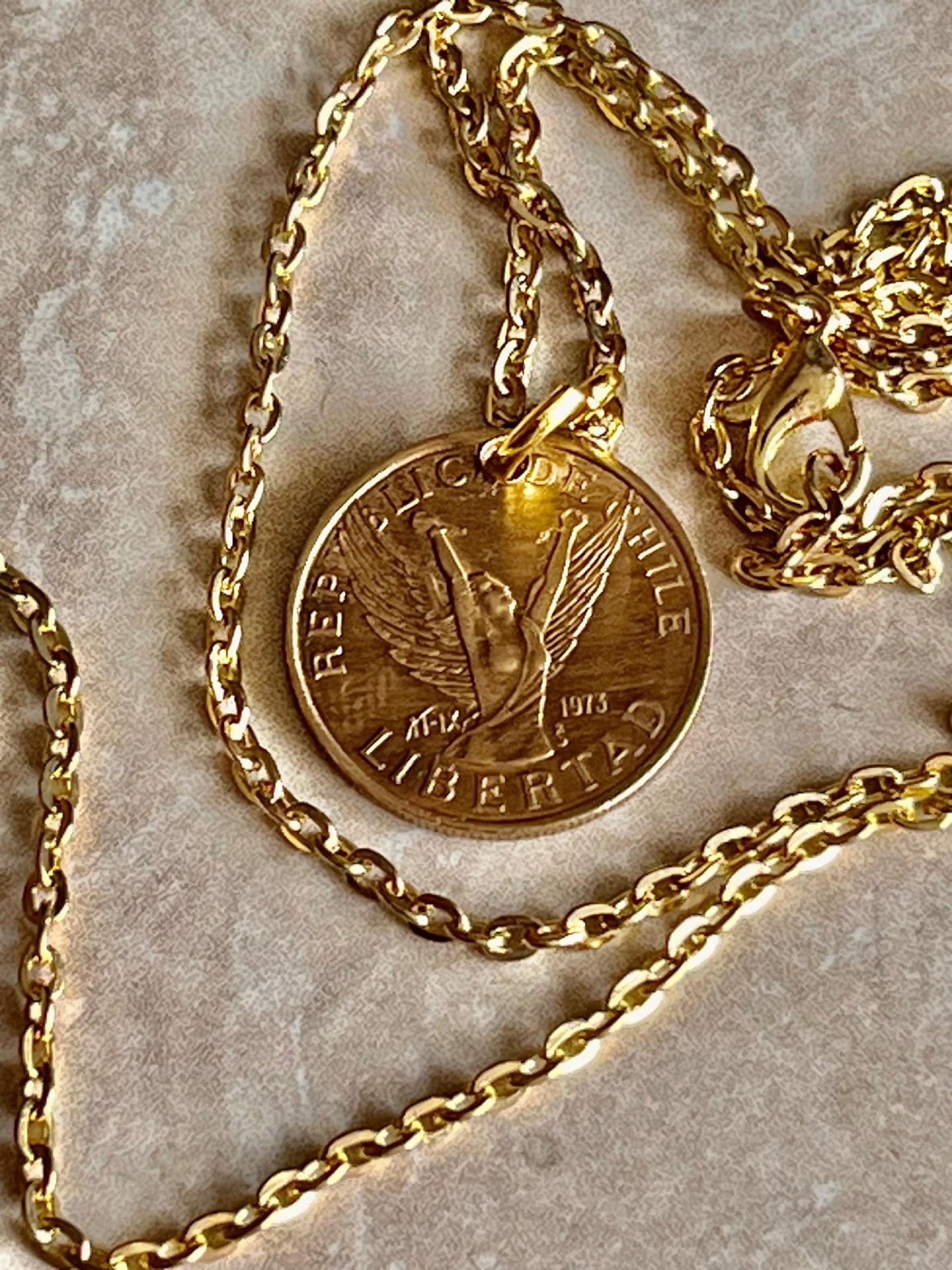 Chile Coin Necklace Chillan 10 Pesos Coin Pendant Custom Vintage Handmade For Gift For Friend Coin Gift For Him, Coin Collector, World Coins