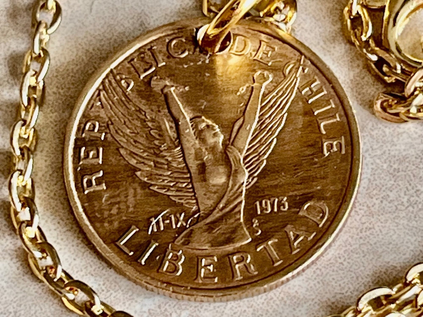 Chile Coin Necklace Chillan 10 Pesos Coin Pendant Custom Vintage Handmade For Gift For Friend Coin Gift For Him, Coin Collector, World Coins