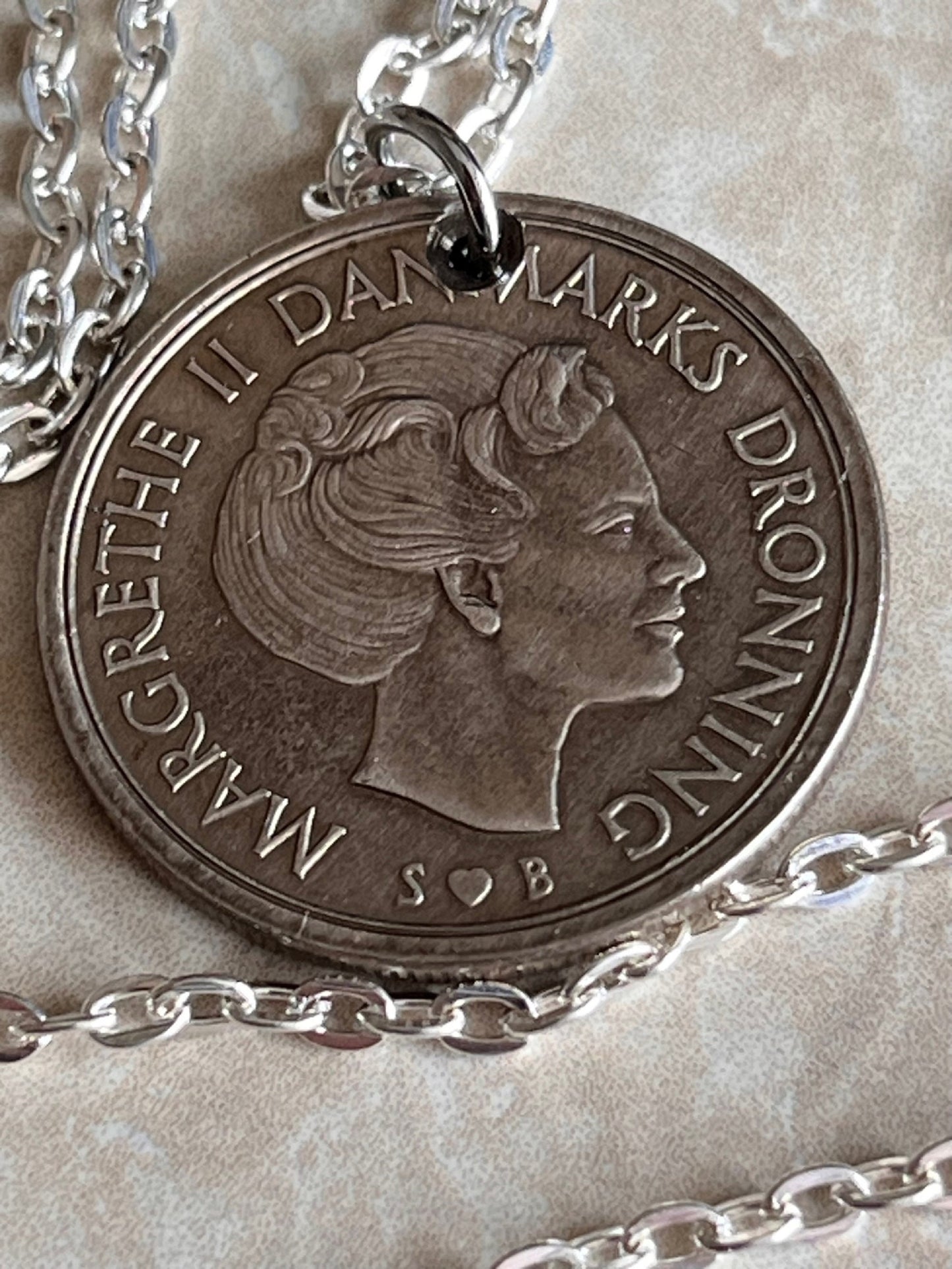 Denmark Coin Pendant 5 Kroners Danish Personal Necklace Old Vintage Handmade Jewelry Gift Friend Charm For Him Her World Coin Collector