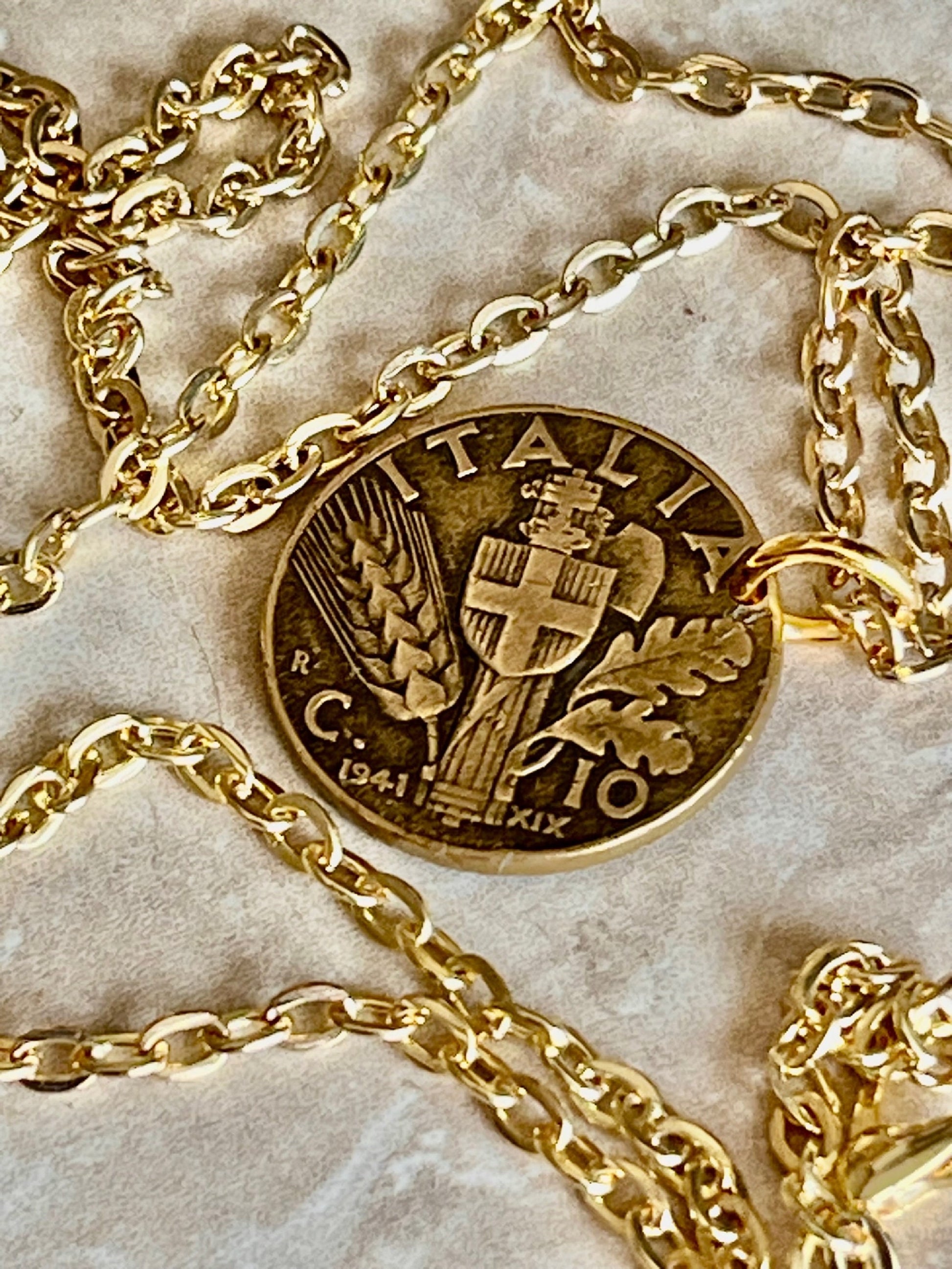 Old Italy Coin Pendant Italian 10 Lira Coin Custom Made Charm Gift For Friend Coin Charm Gift For Him, Her, Coin Collector, World Coins