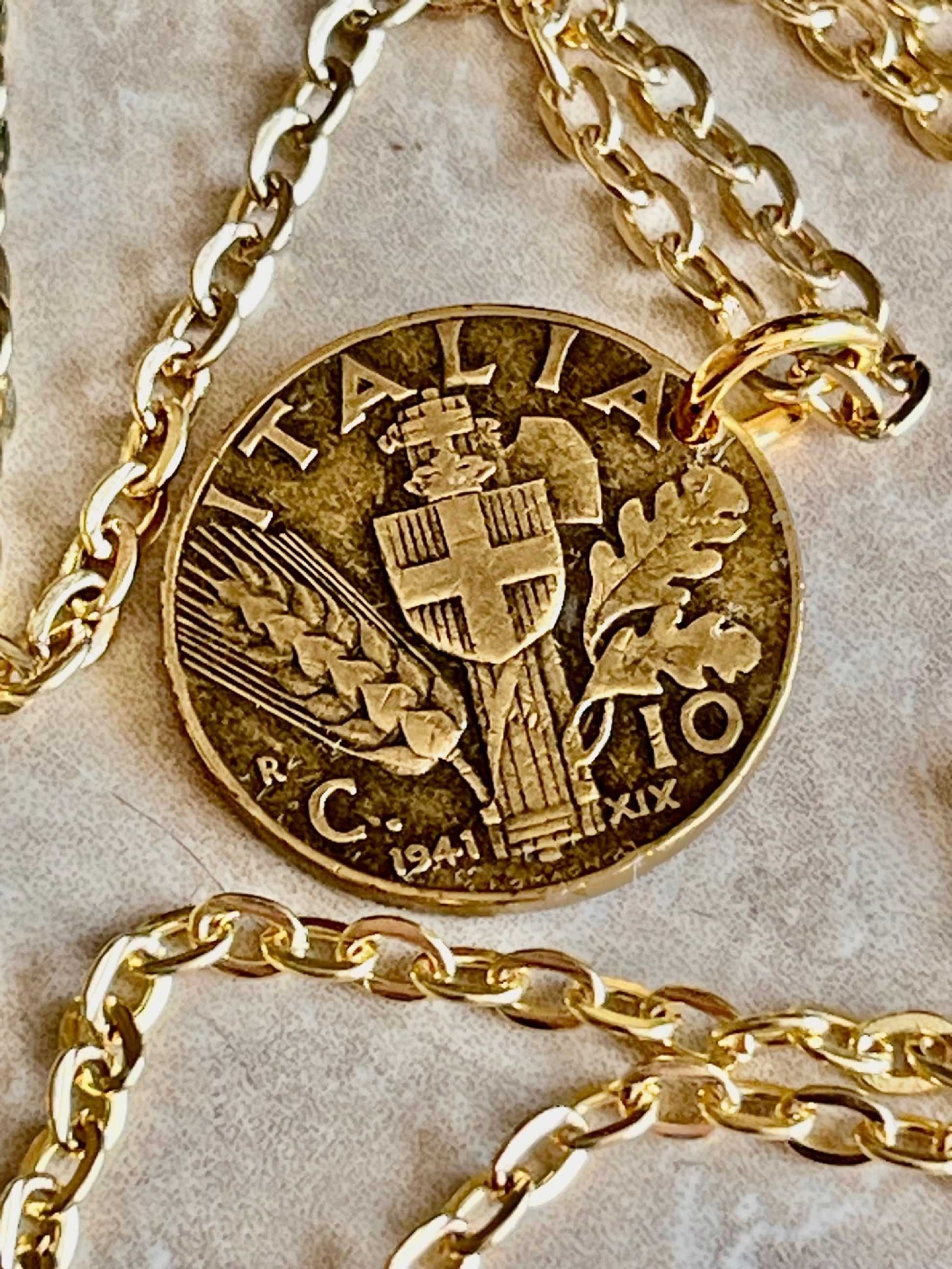Old Italy Coin Pendant Italian 10 Lira Coin Custom Made Charm Gift For Friend Coin Charm Gift For Him, Her, Coin Collector, World Coins
