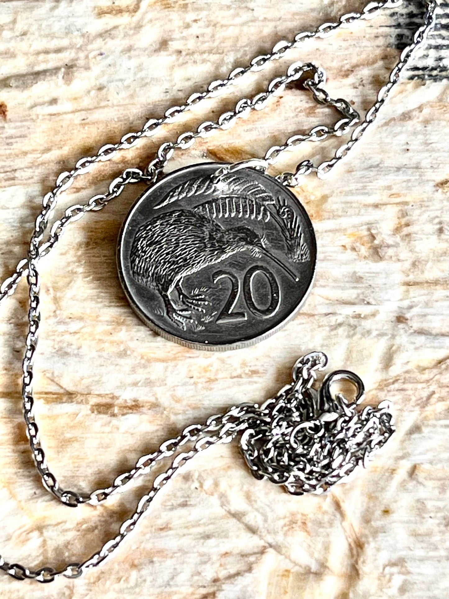 New Zealand Coin Pendant 20 Cents Kiwi Necklace Custom Made Charm Gift For Friend Coin Charm Gift For Him, Her, Coin Collector, World Coins