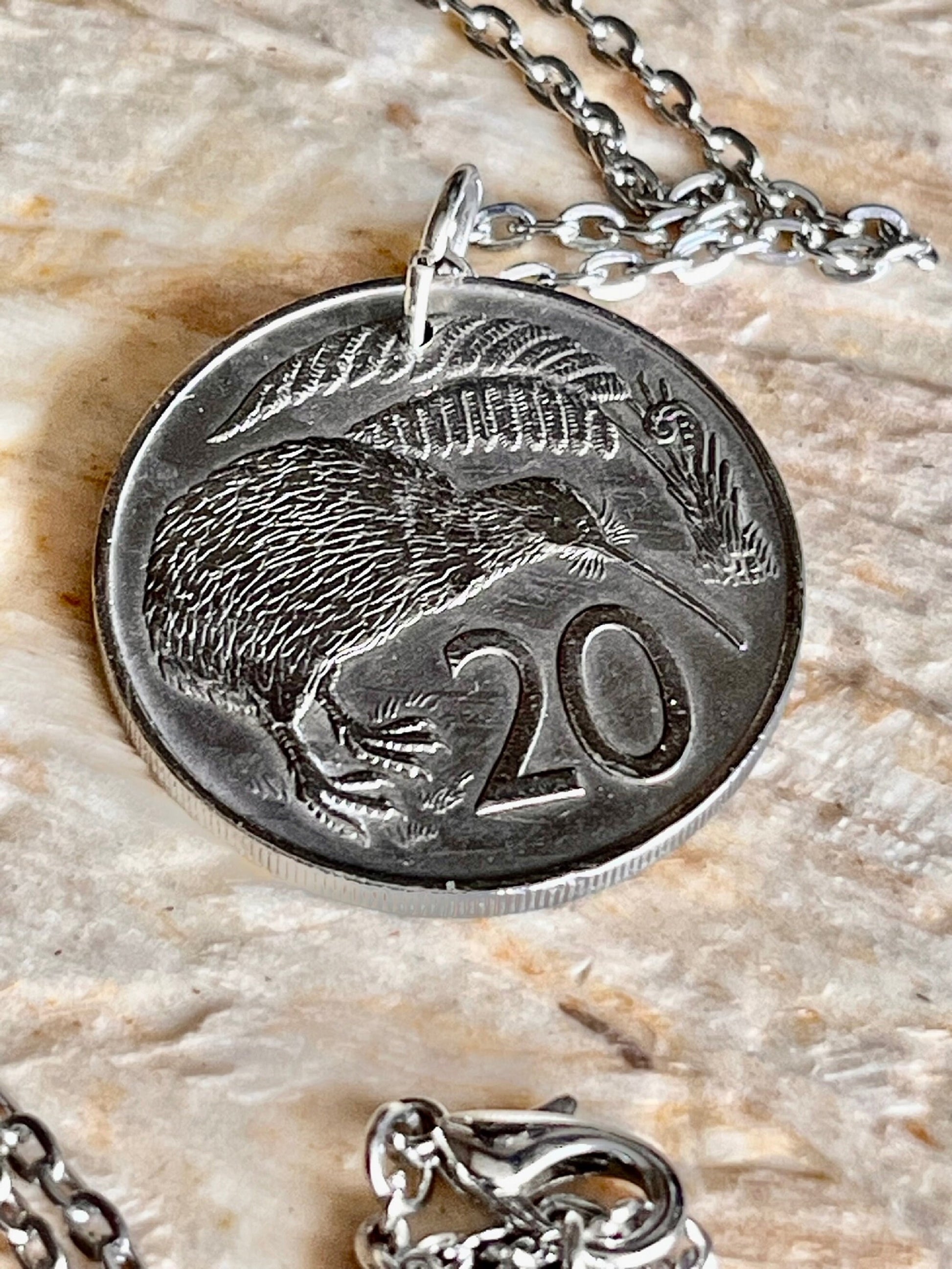 New Zealand Coin Pendant 20 Cents Kiwi Necklace Custom Made Charm Gift For Friend Coin Charm Gift For Him, Her, Coin Collector, World Coins