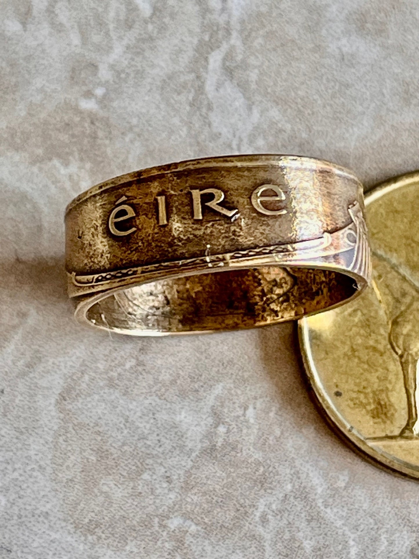 Ireland Coin Ring 20 Pence Irish Celtic Harp Lucky Shamrock Jewelry Gift Charm For Friend Coin Ring Gift For Him Her World Coins Collector