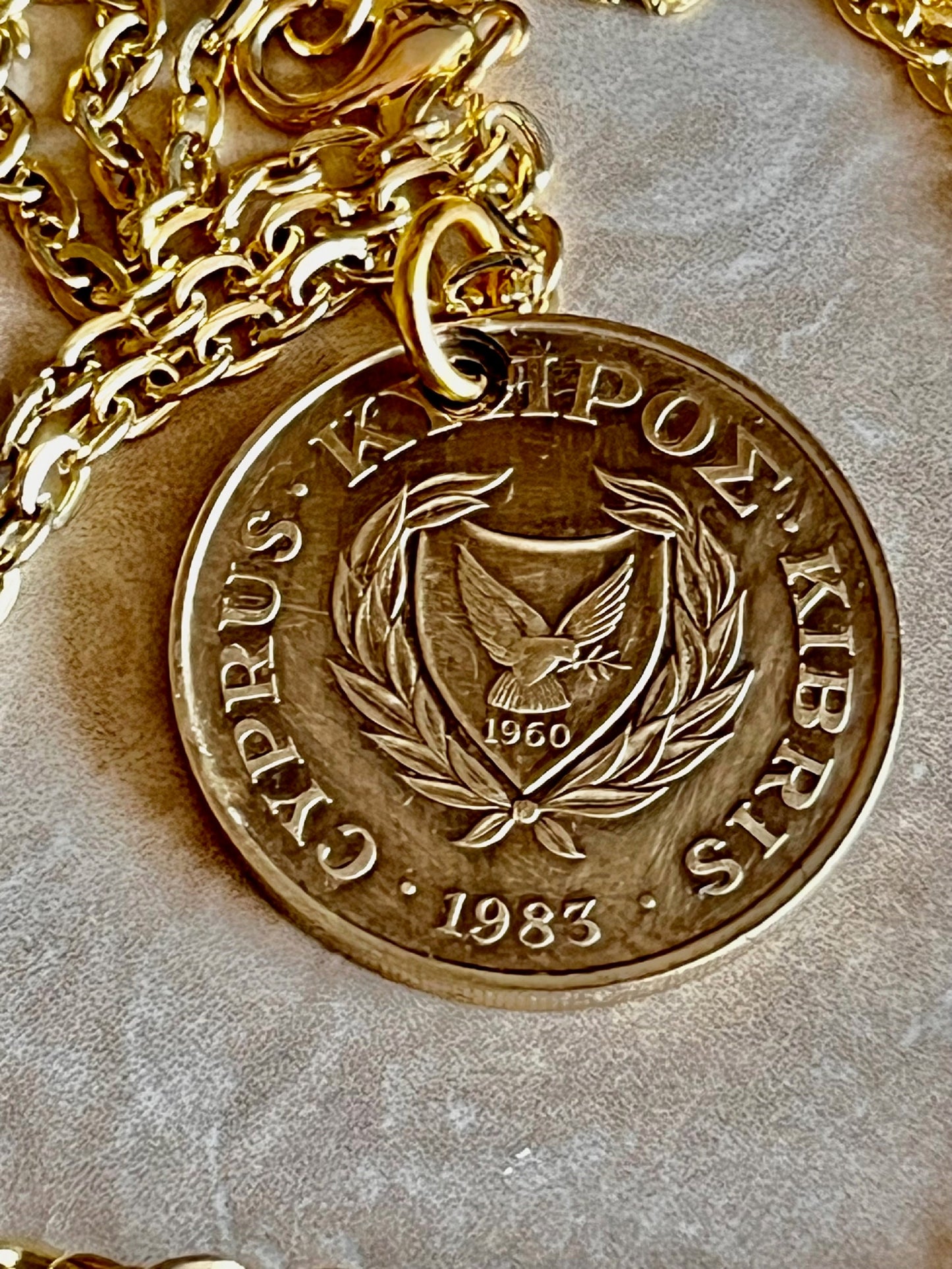 Cyprus Coin Pendant Necklace 20 Kibris Bird Coin Pendant Custom Handmade For Gift For Friend Coin Gift For Him, Coin Collector, World Coins