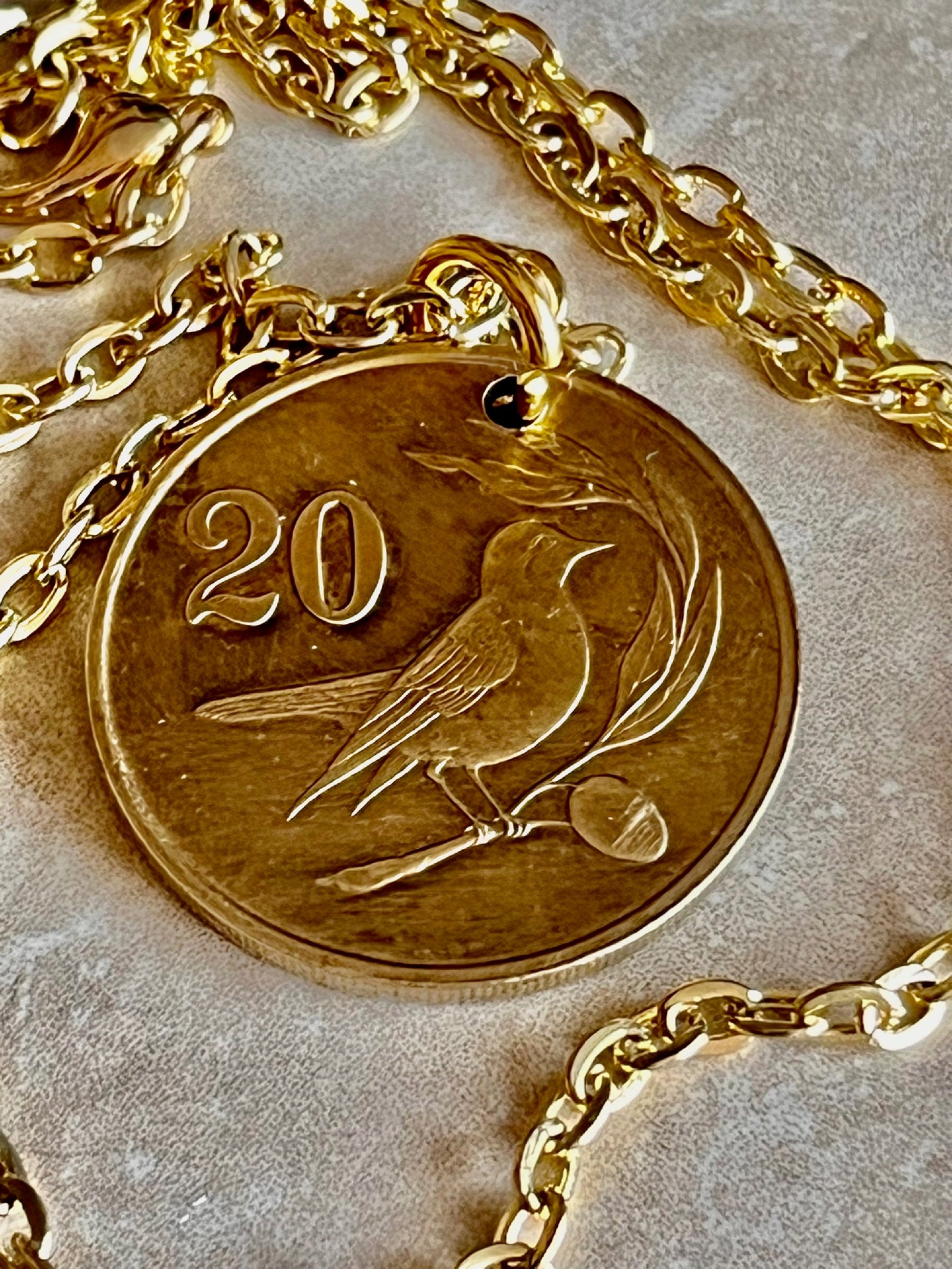 Cyprus Coin Pendant Necklace 20 Kibris Bird Coin Pendant Custom Handmade For Gift For Friend Coin Gift For Him, Coin Collector, World Coins