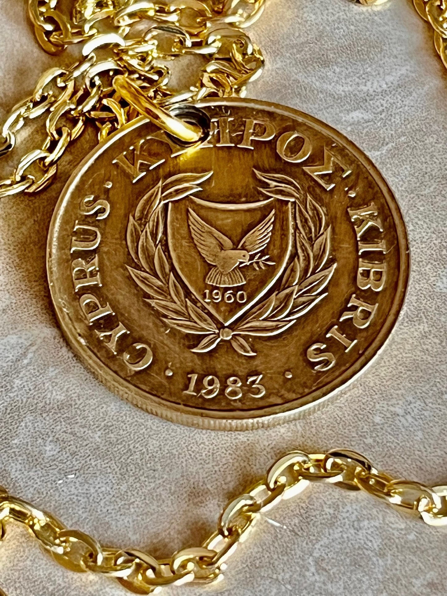 Cyprus Coin Pendant Necklace 20 Kibris Bird Coin Pendant Custom Handmade For Gift For Friend Coin Gift For Him, Coin Collector, World Coins