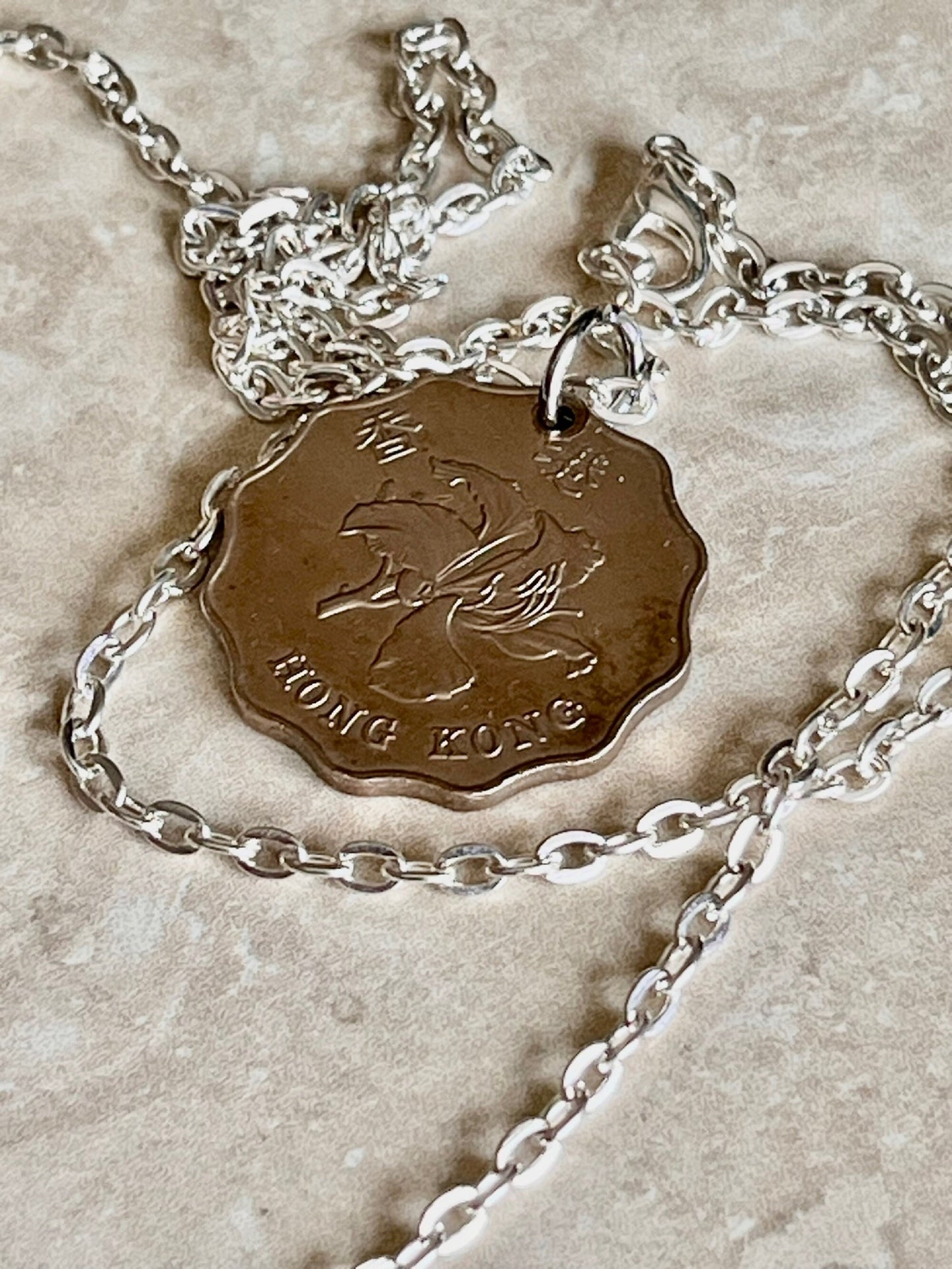 Hong Kong Coin Necklace 2 Dollar China Chinese Pendant Vintage Rare Coins Coin Enthusiast Fashion Accessory Handmade